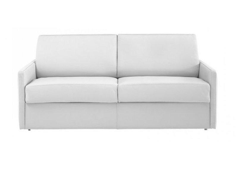Canapé-lit express Sun Elite - Polyuréthane blanc cassé - Sommier à lattes 140x197 cm - Matelas mémoire de forme 16 cm_0