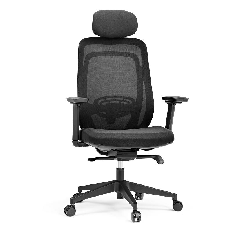 Chaise de bureau / chaise pivotante Vivadapt Tissu maillé / assise en tissu noir hjh OFFICE - noir polyester 800001_0