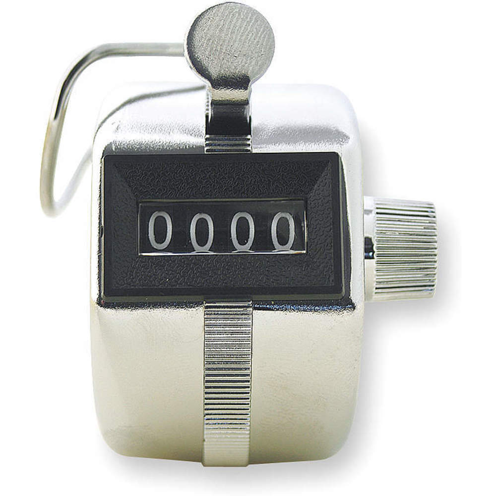 Compteur mécanique à main 4 chiffres M4 - ENM - argent, écran chiffres blancs sur fond noir, actionné à la main_0