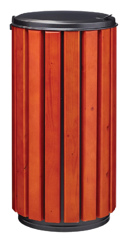 Corbeille ZENOPROTEC 80 Litres à poser ou fixer - Bois / Gris_0