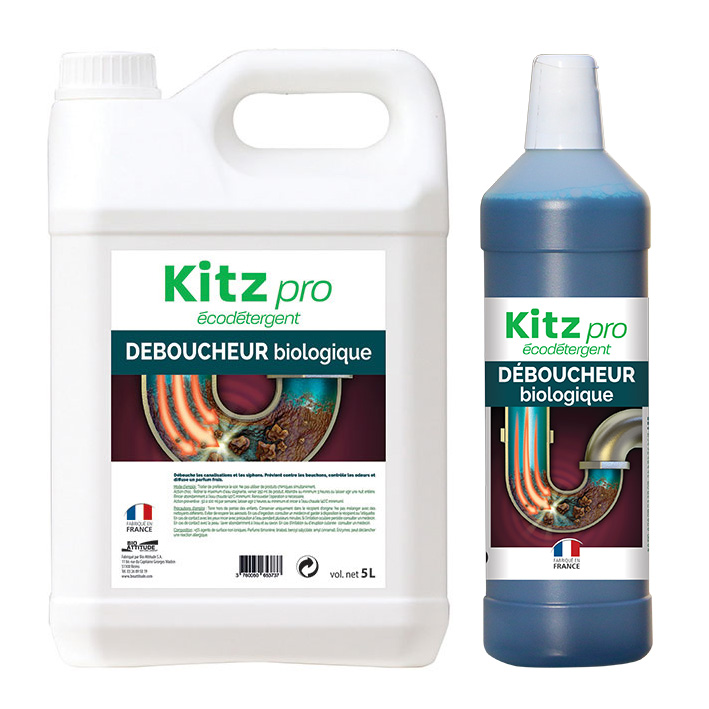 Déboucheur biologique Kitz Pro - mélange naturel avec enzymes et micro-organismes - Réf B000932/B000933/B00093_0