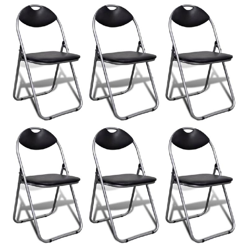 Décoshop26 - Lot de 6 chaises de cuisine bureau réunion pliables structure légère en PVC et acier noir DEC026290 - noir acier 3000255735051_0