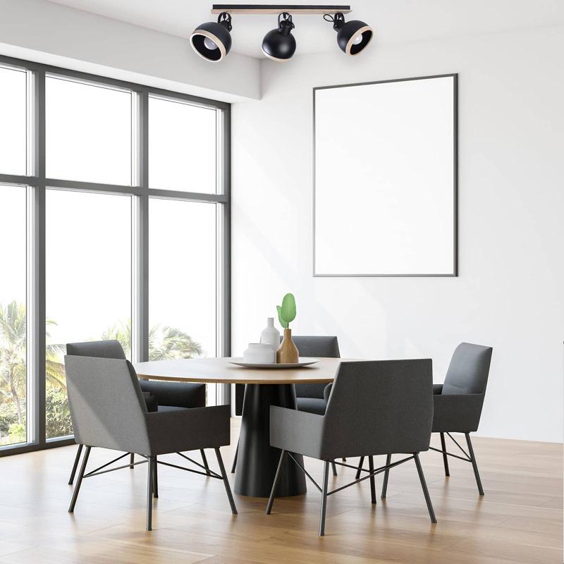 EKO-LIGHT SPOT POUR PLAFOND OVAL, LONG, À 3 LAMPES, NOIR