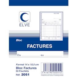 ELVE Bloc factures 50 feuillets simples 105 x 140 mm - 3416790020512_0