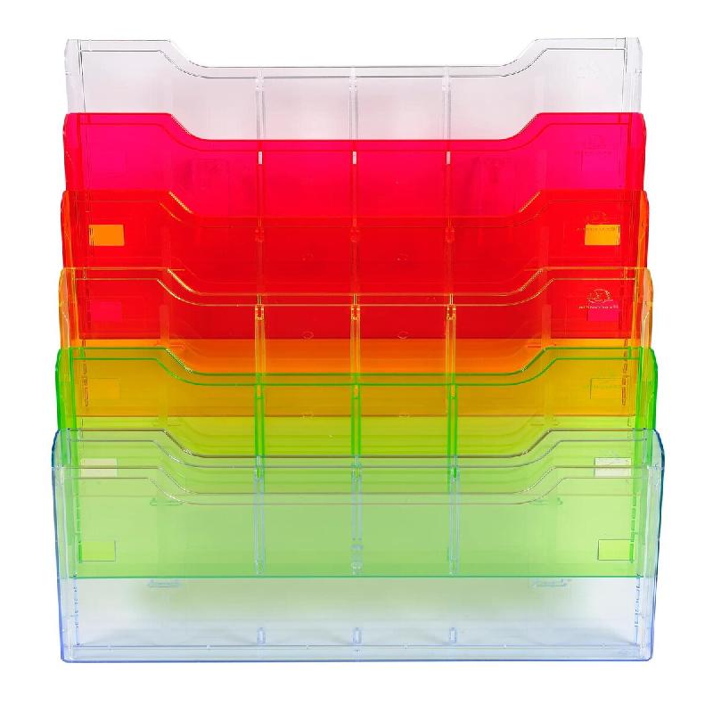 Exacompta Trieur mural A4 horizontal 6 compartiments Linicolor arlequin transparent glossy - multicolore matière synthétique 64299D_0