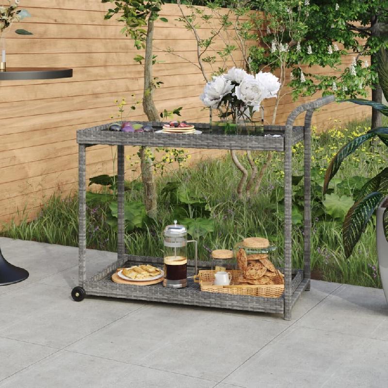 Gogarden Chariot de bar Gris 100x45x83 cm Résine tressée - 8720286638279_0