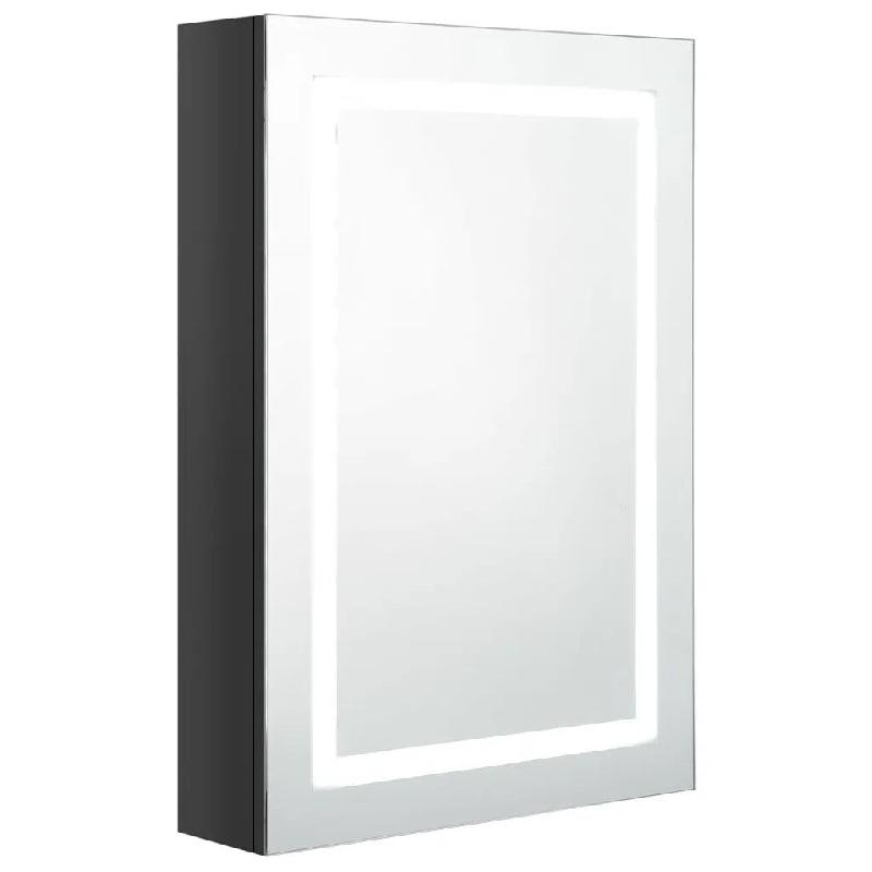 Helloshop26 - Armoire de salle de bain miroir LED moderne 50 x 13 x 70 cm éclairage doux rangement fonctionnel en MDF noir brillant 02_0046740 - noir_0