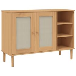 Helloshop26 - Buffet bahut commode armoire meuble de rangement organisateur cuisine salle de séjour salon aspect rotin 112 x 40 x 02_0036229 - 300021_0