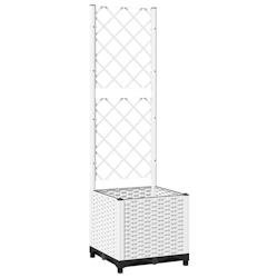 Helloshop26 - Jardinière bac lit surélevé plantes fleurs terrasse jardin avec treillis 40 x 40 x 136 cm PP blanc 02_0038286 - 3000214154145_0