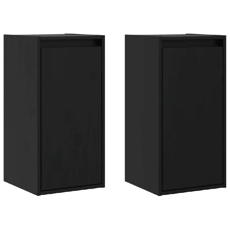 Helloshop26 - Lot de 2 armoires murales décoratives fonctionnelles 30 x 30 x 60 cm en bois de pin massif noir 02_0048093 - noir Bois massif 300023510_0