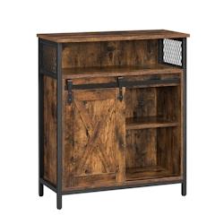 Helloshop26 - Meuble de rangement buffet 70 x 30 x 80 cm avec porte de grange coulissante compartiment ouvert étagère réglable style 12_0006430 - 3_0