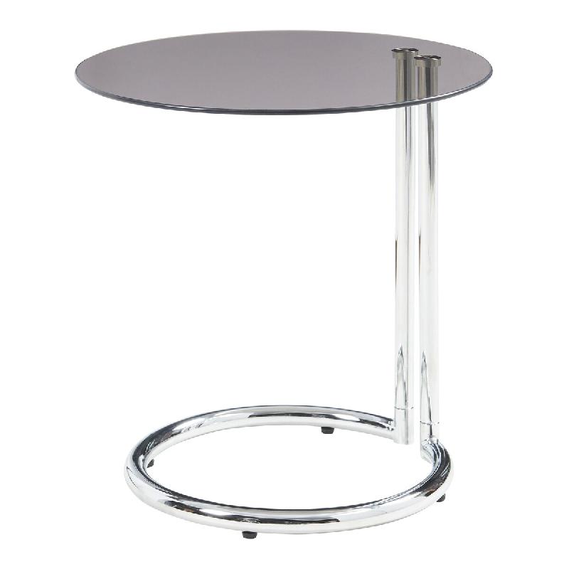 Helloshop26 - Table d'appoint verre trempé 46 x 45 cm verre bronze chrome 03_0010978 - verre 3000225510336_0