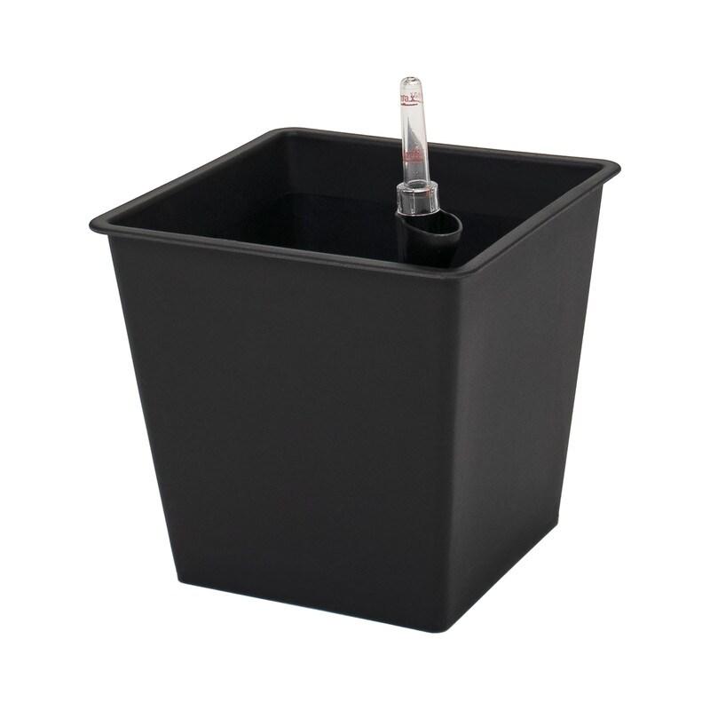 HORTALIA Pot à Réserve d’Eau 16L en Polypropylène 26x26x24 cm Usage Intérieur et Extérieur - noir plastique polypropylène S26H24_WS-S26_0