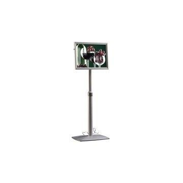 Hsfufml00n0a4 - Présentoir porte menu A4 à LED - aluminium brossé - hauteur 120cm - usage intérieur_0