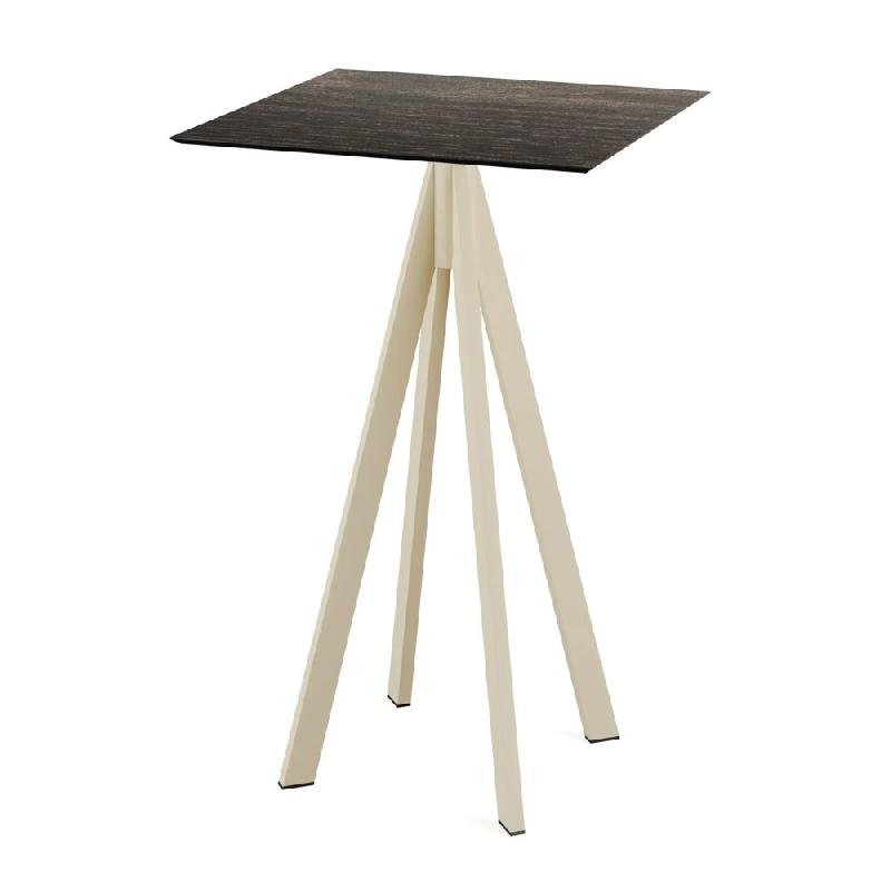 Infinity mange-debout avec piètement sable + plateau HPL Riverwashed Wood 70x70 cm_0