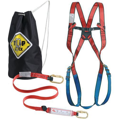 KIT ANTICHUTE AVEC HARNAIS LONGE À ABSORBEUR ET SAC - COVERGUARD