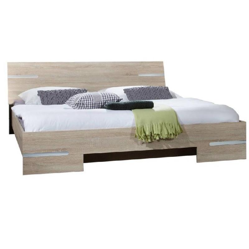 Lit Caramella 140 x 190 cm - Chêne naturel et rechampis chrome brillant_0
