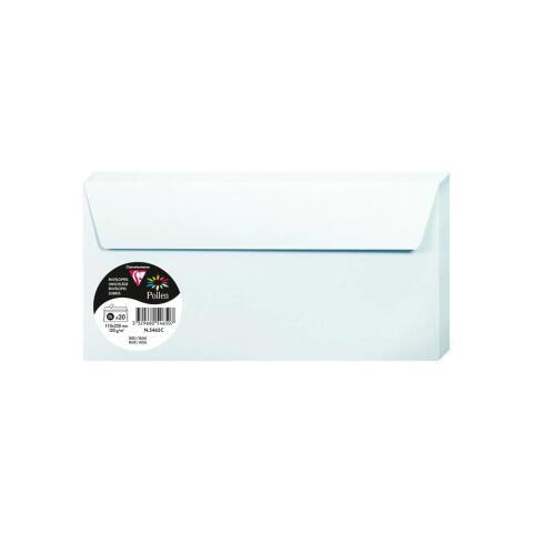 LOT DE 2 - PAQUET DE 20 ENVELOPPES POLLEN 110X220MM 120G/M2 - BLEU