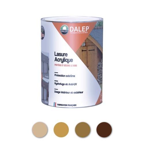LOT DE 2 POTS LASURE ACRYLIQUE – CHÊNE MOYEN – PROTECTION EXTRÊME – NE COULE PAS – 1 L DALEP
