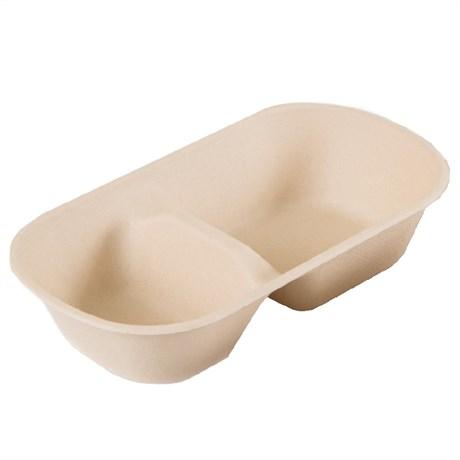LUNCH BOXE BIONIC 2 COMPARTIMENTS 800 ML 23.2X13.3X5.1 CM CELLULOSE NATUREL (VENDU PAR 500)