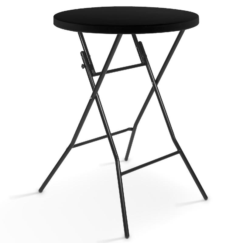 Mange-debout pliant noir - Table haute 110 cm - Plateau PEHD et structure acier époxy - Diamètre 80 cm_0