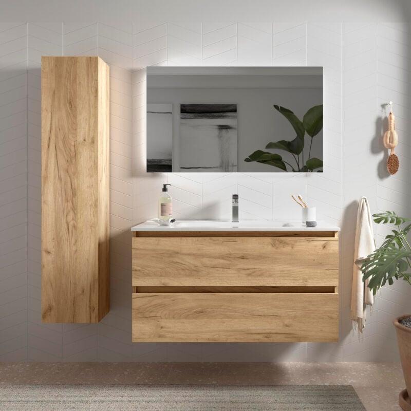 MEUBLE SALLE DE BAIN 100 CM AVEC PLAN VASQUE EFFET
