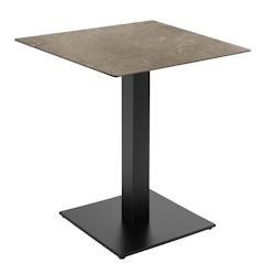 Oviala Business Table à manger 70 x 70 cm revêtement marbre blanc - blanc métal 113206_0