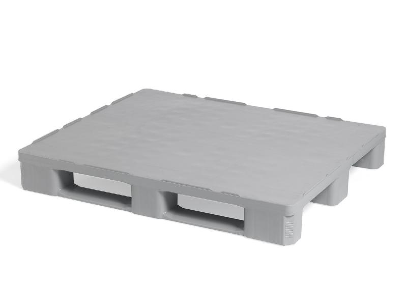 Palette plastique hygiène PEHD vierge 3 semelles + rebords 1200 x 1000 x 160 Gris - Réf : PAL136PH1210000_0