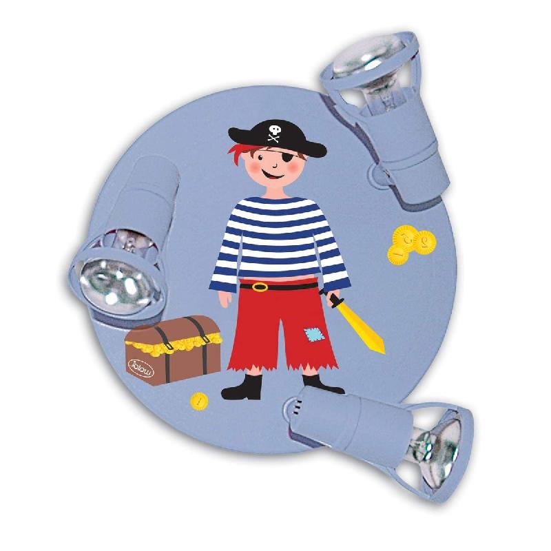 WALDI-LEUCHTEN GMBH PLAFONNIER PIRAT, SCÈNE, 3 LAMPES, BLEU CLAIR