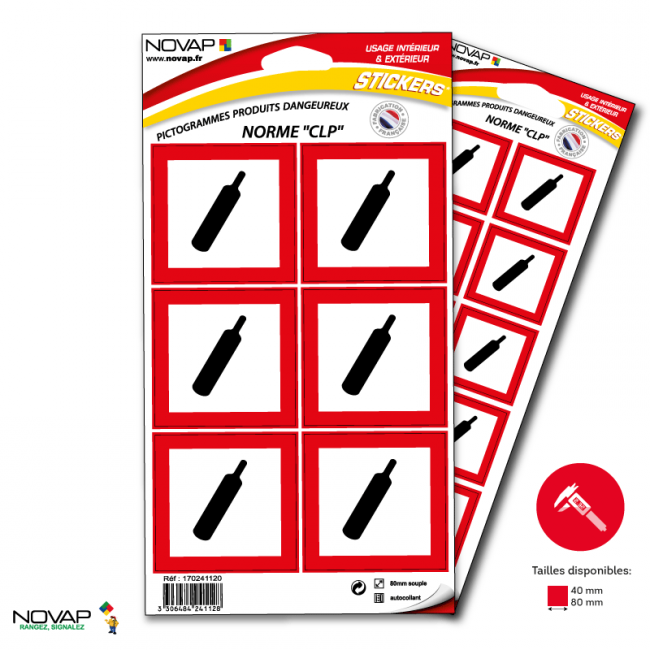 Planches de 10 panneaux adhésifs 40x40 mm produits dangereux - PADLPN-NV01/DG04_0