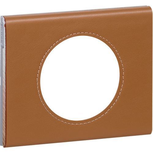 PLAQUE 1 POSTE - CUIR CARAMEL - LEGRAND