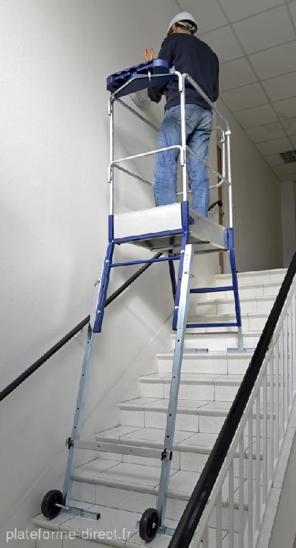 Plateforme de travail pour escalier Gazelle pliante en aluminium - Hauteur max 3m - Réglable à 4 hauteurs_0