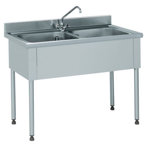 PLONGE AVEC ROBINET 2 BACS 50 X 50 X 30 CM SANS ÉGOUTTOIR