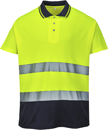 Polo coton bicolore jaune marine s174, 3xl_0