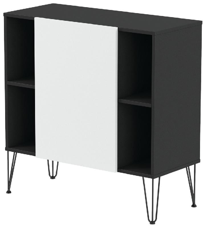 RANGEMENT MI-HAUT JAVA 100 CM 1 PORTE 4 NICHES NOIR /BLANC - MANUTAN COLLECTIVITÉS