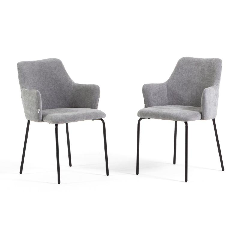 RATTATAN Set de 2 chaises en tissu, dossier enveloppant, pieds en métal, design élégant pour cuisine, salle à manger, bars, restaurants Rachele/Gr_0