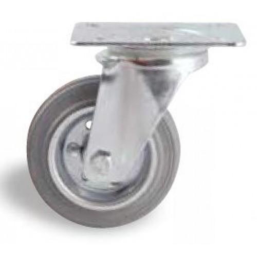 ROULETTE PIVOTANTE PLATINE TOLE GRIS 100 MM- CHARGE 90 KG - ROULEMENTS À ROULEAUX AVL
