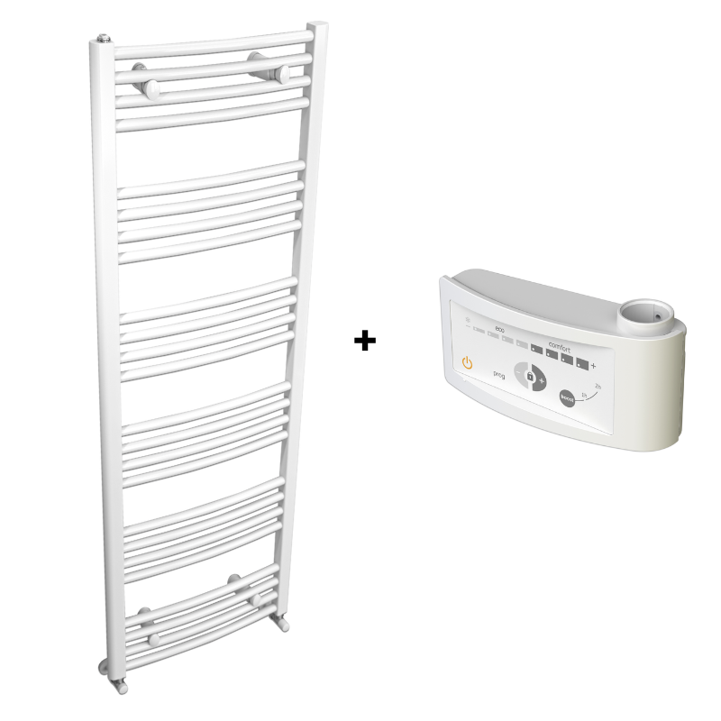 Sèche-Serviettes MAHANA Galbé Mixte 858W + kit Elec 750W en acier blanc - Thermador - MAH6001775GM_0