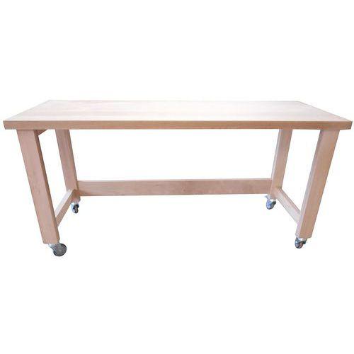 TABLE DE TRAVAIL MOBILE HÊTRE MASSIF ÉTUVÉ VERNI LONG 2000MM - ETABLIS FRANCOIS