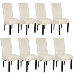Tectake Lot de 8 chaises aspect cuir - crème -403990 - beige matière synthétique 403990_0