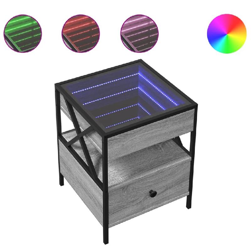 VidaXL Table basse avec LED Infinity sonoma gris 40x40x51 cm Modèle Orion Nature - 847720_0