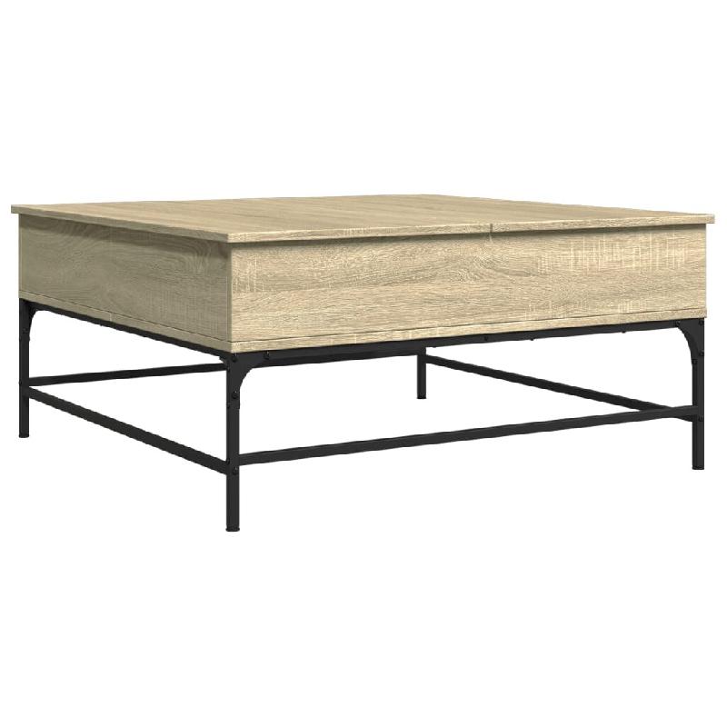 VidaXL Table basse chêne sonoma 95x95x45 cm bois d'ingénierie et métal Modèle Apex Soleil Élite - 8721012490260_0