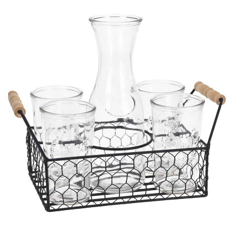 WellHome - Lot de 4 verres de 450 ml avec carafe en verre de 1 L - transparent verre WH14609_0