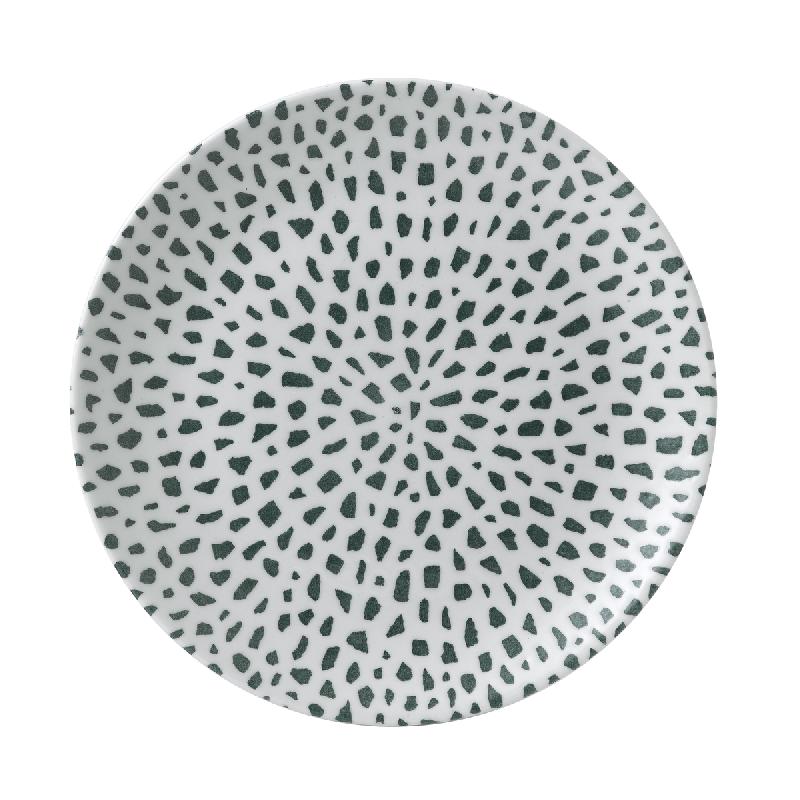 ASSIETTE COUPE PLATE ROND VERT PORCELAINE Ø 26 CM TERRAZZO DUDSON