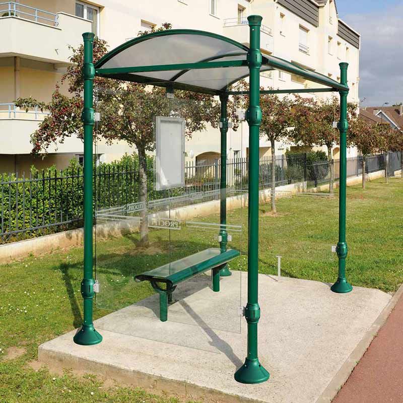 ABRI BUS / structure en aluminium / bardage en verre / avec banquette / 250 X 156 CM_0