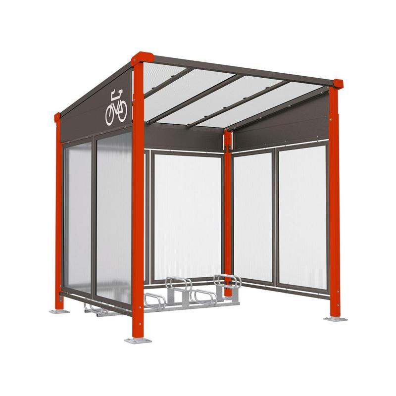 Abri Vélos Milan - Structure en acier 80 x 80 mm - Toiture en polycarbonate alvéolaire traité anti-UV_0
