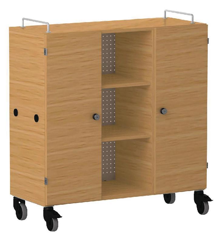 ARMOIRE BASSE SHIFT+ LANDSCAPE MÉLA. 9 CASES - 2 PORTES - HÊTRE - GRIS TERRE - MANUTAN COLLECTIVITÉS