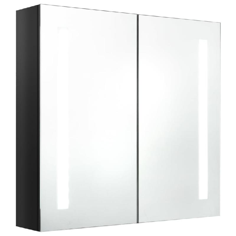 Armoire de salle de bain à miroir LED - 62 x 14 x 60 cm - Noir brillant - 02_0006616_0