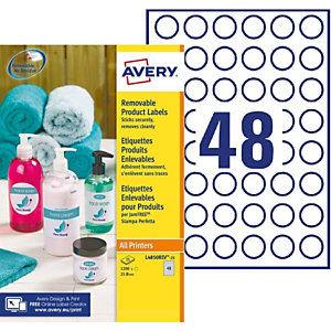 Avery L4850REV Etiquettes enlevables blanches rondes D25 mm - 1200 étiquettes_0