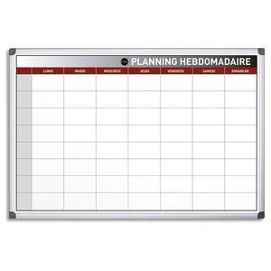 Bi-Office - Planning hebdomadaire perpétuel magnétique blanc - Effaçable à sec - Cadre aluminium 90x60 cm_0